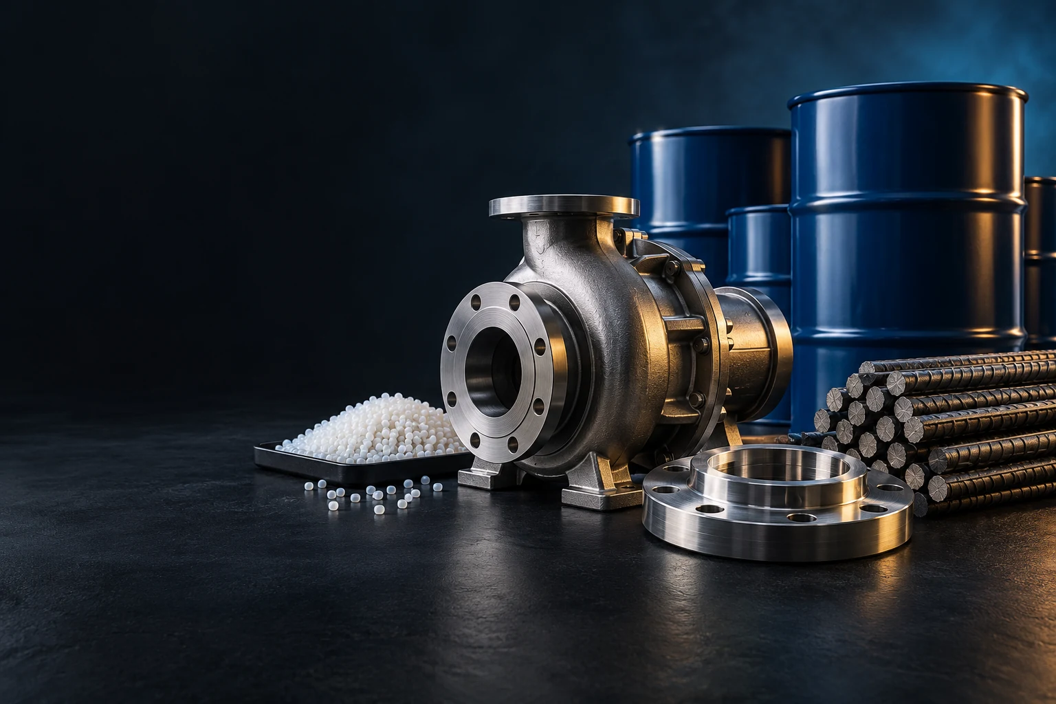 Industrial materials prepared for international shipment
